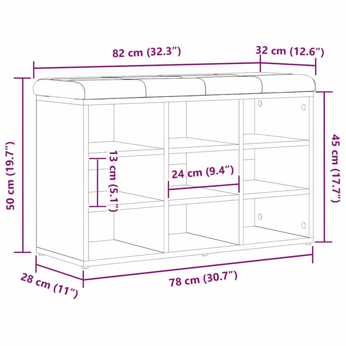 Bancă pentru pantofi Negru 80 x 30 x 48 cm Lemn compozit - WALTI WALTI