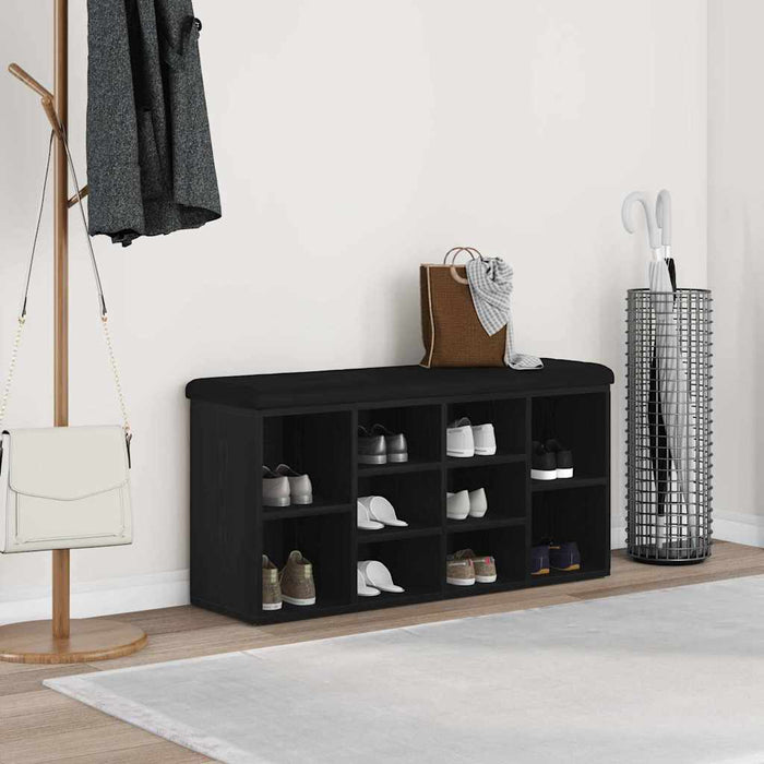 Bancă pentru pantofi Negru 100 x 30 x 48 cm Lemn compozit - WALTI WALTI