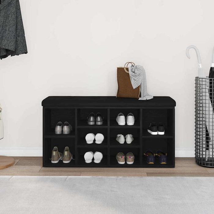 Bancă pentru pantofi Negru 100 x 30 x 48 cm Lemn compozit - WALTI WALTI
