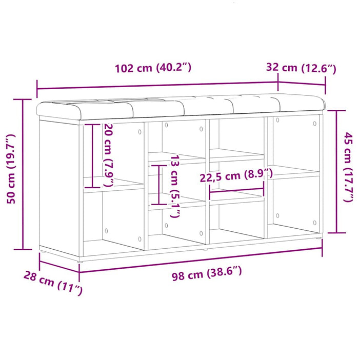 Bancă pentru pantofi Negru 100 x 30 x 48 cm Lemn compozit - WALTI WALTI