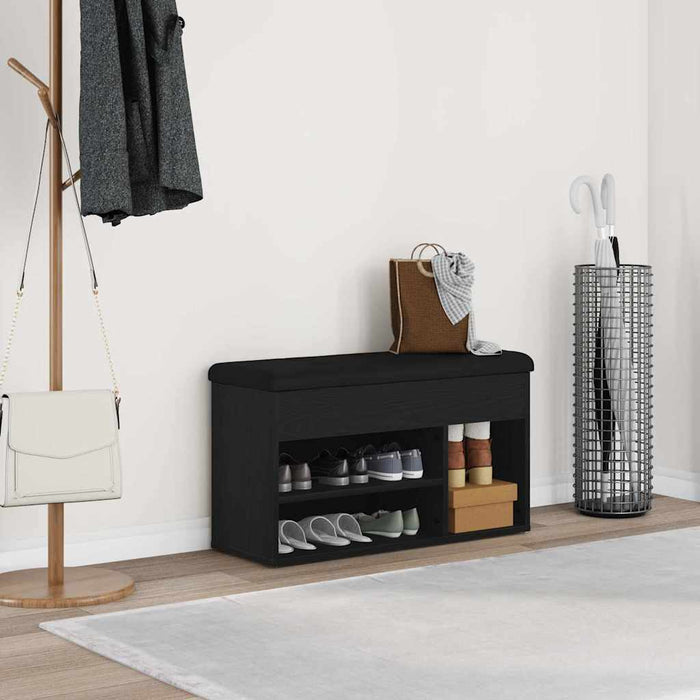 Bancă pentru pantofi Negru 80 x 30 x 45 cm Lemn compozit - WALTI WALTI
