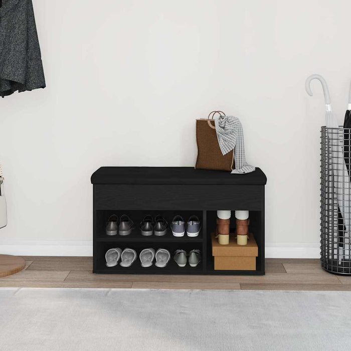 Bancă pentru pantofi Negru 80 x 30 x 45 cm Lemn compozit - WALTI WALTI