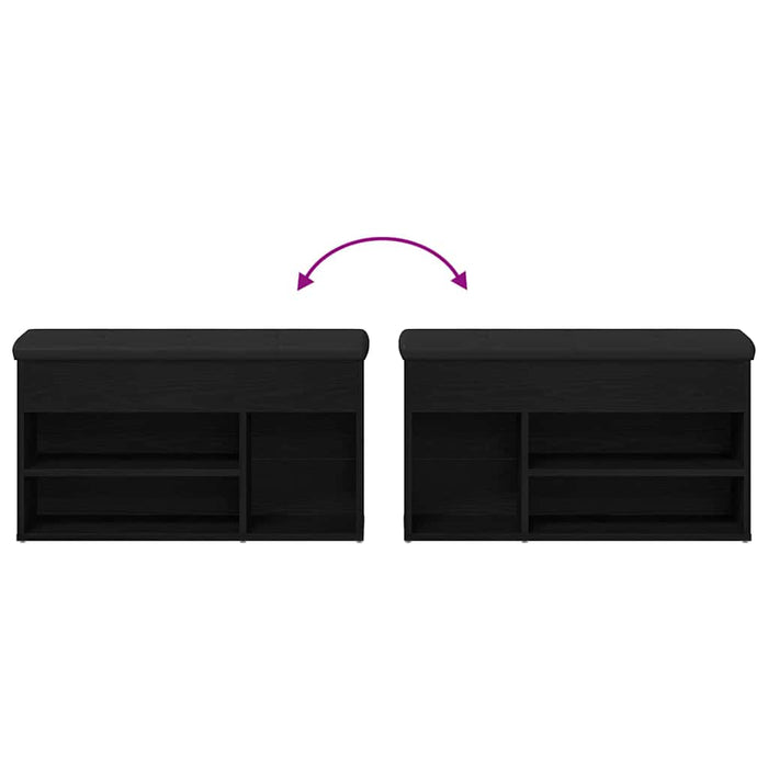 Bancă pentru pantofi Negru 80 x 30 x 45 cm Lemn compozit - WALTI WALTI