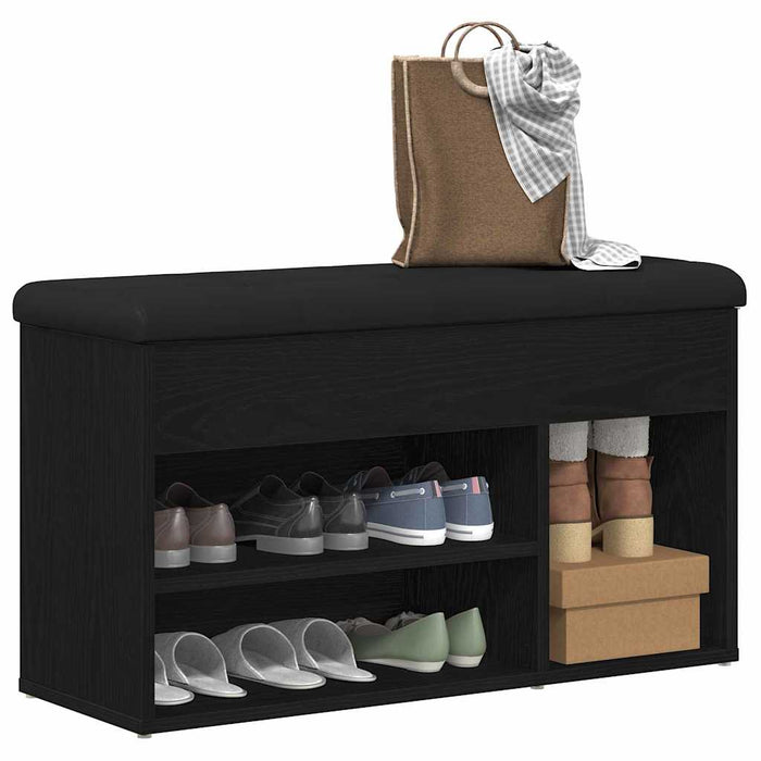 Bancă pentru pantofi Negru 80 x 30 x 45 cm Lemn compozit - WALTI WALTI