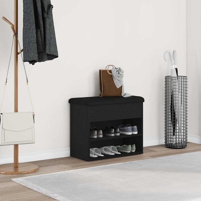 Bancă pentru pantofi Negru 60 x 30 x 48 cm Lemn compozit - WALTI WALTI