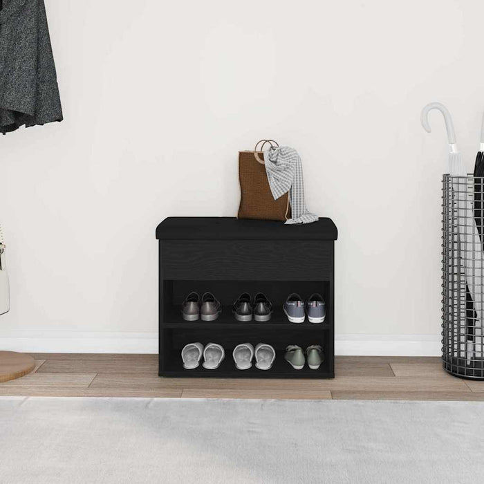 Bancă pentru pantofi Negru 60 x 30 x 48 cm Lemn compozit - WALTI WALTI