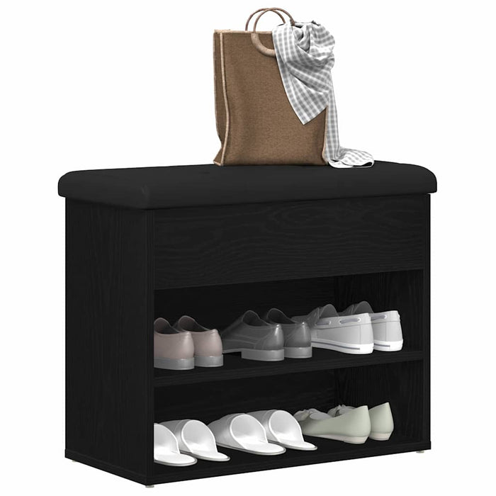 Bancă pentru pantofi Negru 60 x 30 x 48 cm Lemn compozit - WALTI WALTI