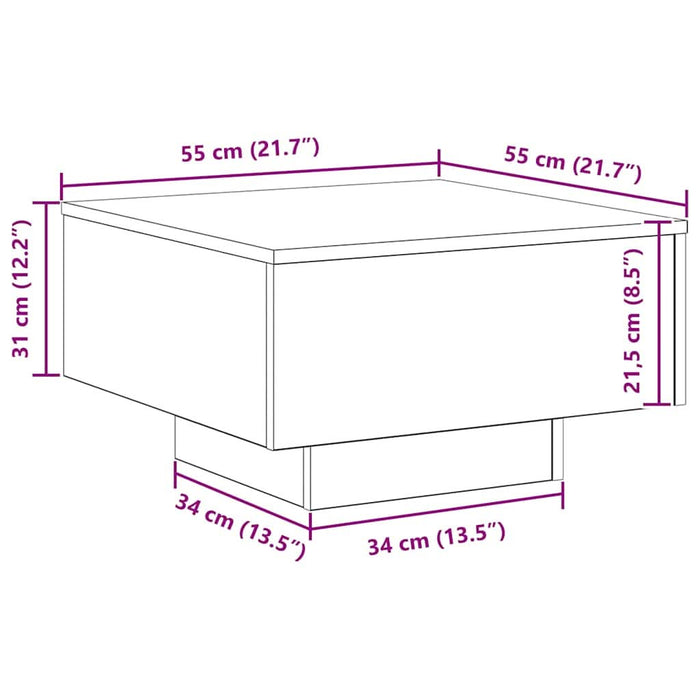 Masă de cafea Stejar Artizanal 55 x 55 x 31 cm Lemn compozit - WALTI WALTI