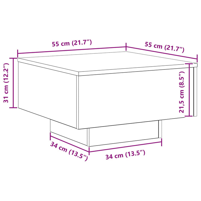 Masă de cafea Stejar Negru 55 x 55 x 31 cm Lemn compozit WALTI