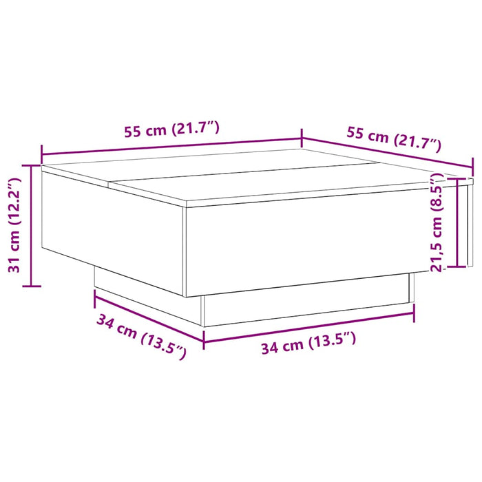 Masă de cafea Stejar Negru 80 x 80 x 31 cm Lemn compozit WALTI
