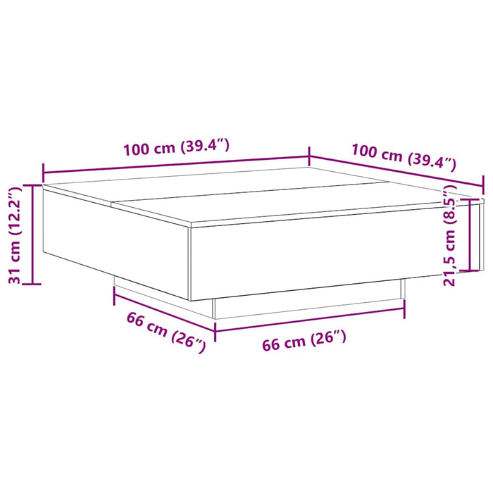 Masă de cafea Stejar Artizanal 100 x 100 x 31 cm Lemn compozit WALTI