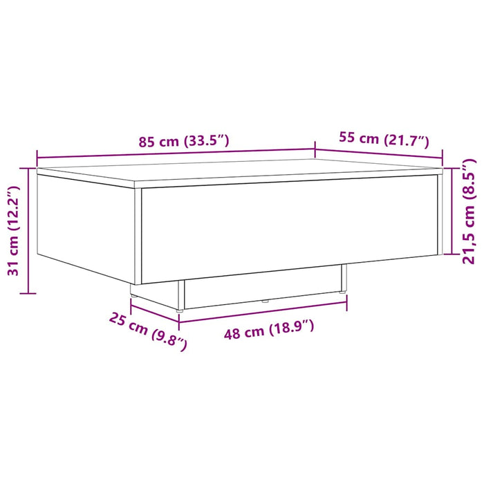 Masă de cafea Stejar Artizanal 85 x 55 x 31 cm Lemn compozit - WALTI WALTI