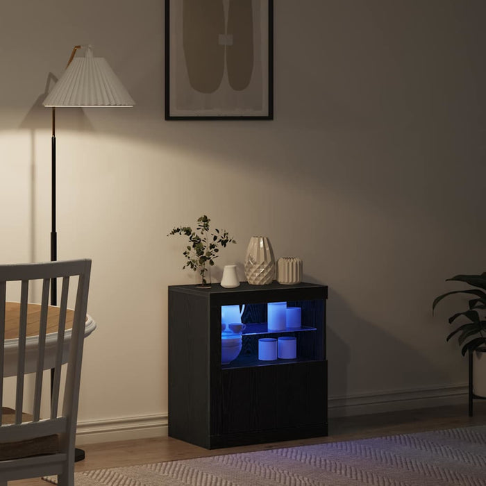 Bufet LED Negru 60,5 x 37 x 67 cm Lemn compozit - WALTI WALTI