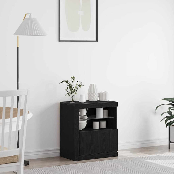 Bufet LED Negru 60,5 x 37 x 67 cm Lemn compozit - WALTI WALTI