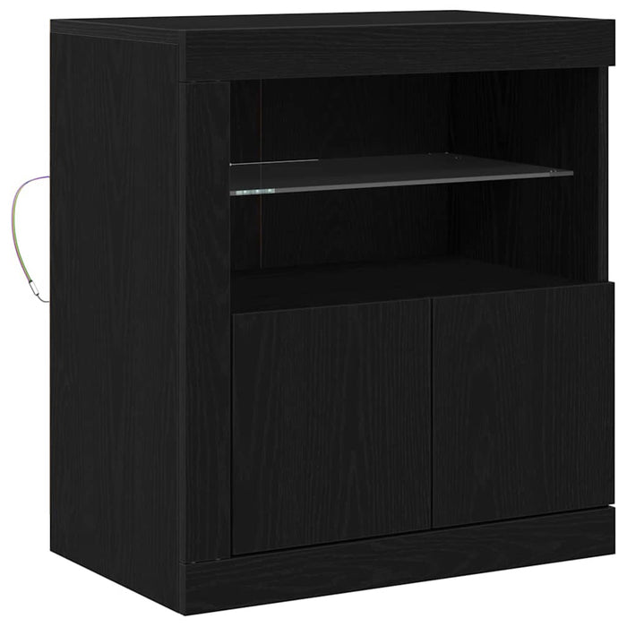 Bufet LED Negru 60,5 x 37 x 67 cm Lemn compozit - WALTI WALTI