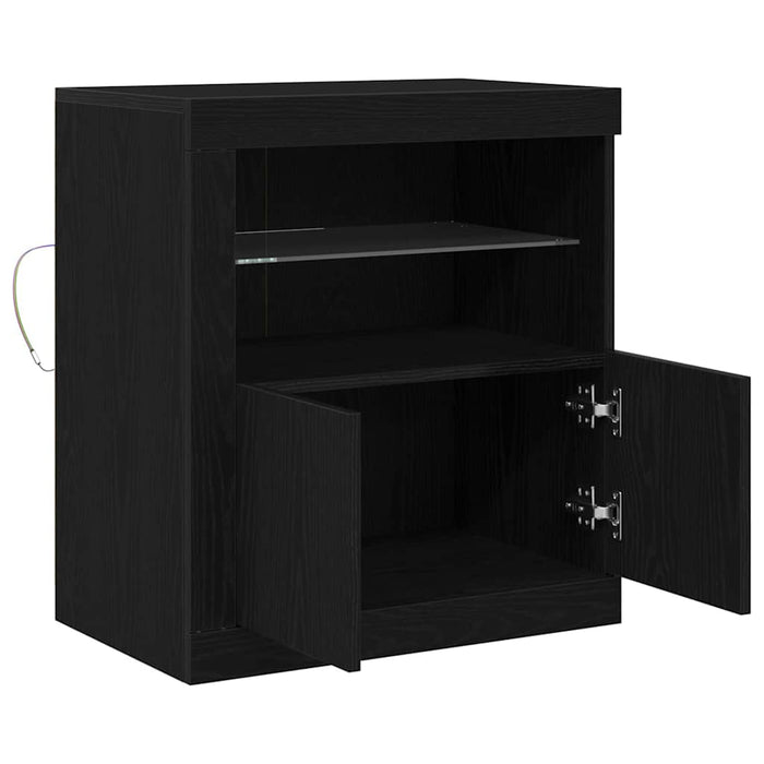 Bufet LED Negru 60,5 x 37 x 67 cm Lemn compozit - WALTI WALTI