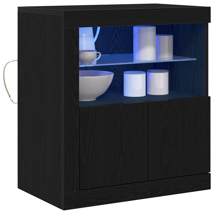 Bufet LED Negru 60,5 x 37 x 67 cm Lemn compozit - WALTI WALTI