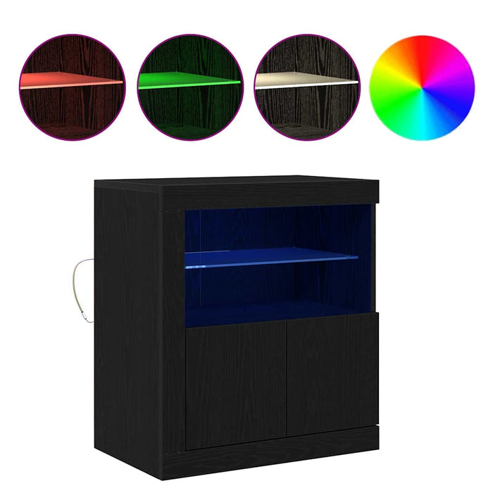 Bufet LED Negru 60,5 x 37 x 67 cm Lemn compozit - WALTI WALTI
