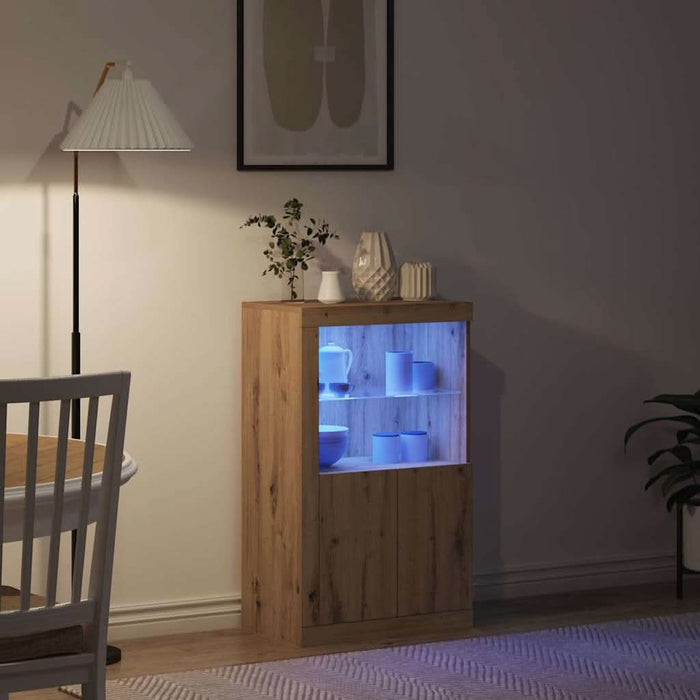 Bufet LED Stejar Artizanal 60,5 x 37 x 100 cm Lemn compozit - WALTI WALTI