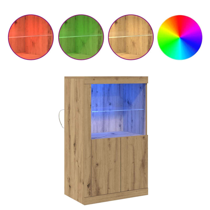 Bufet LED Stejar Artizanal 60,5 x 37 x 100 cm Lemn compozit - WALTI WALTI