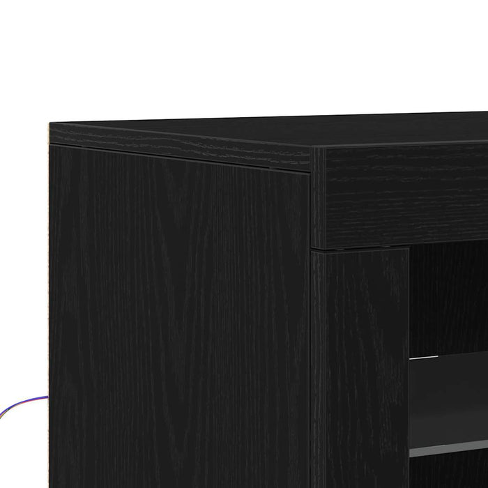 Bufet LED Stejar Negru 60,5 x 37 x 100 cm Lemn compozit - WALTI WALTI