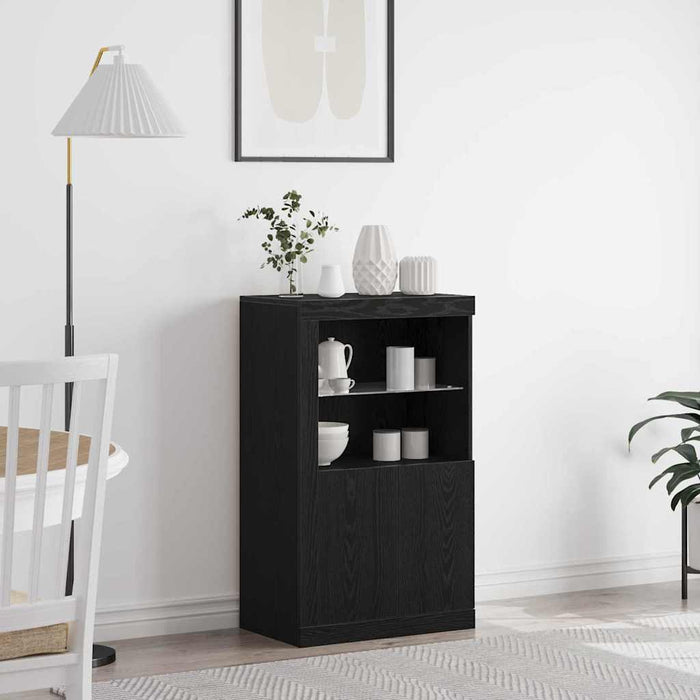 Bufet LED Stejar Negru 60,5 x 37 x 100 cm Lemn compozit - WALTI WALTI