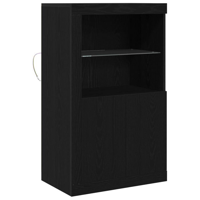 Bufet LED Stejar Negru 60,5 x 37 x 100 cm Lemn compozit - WALTI WALTI