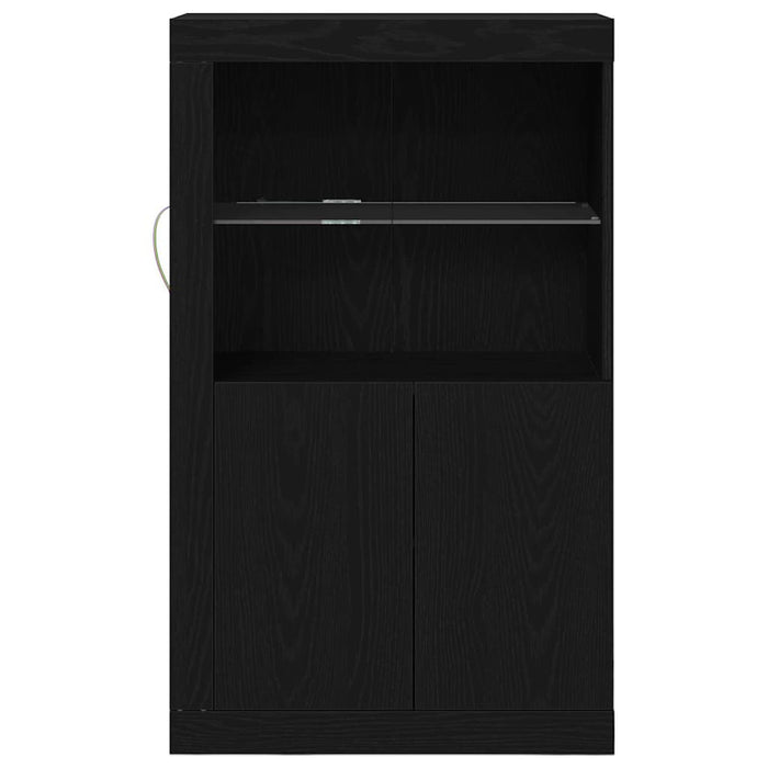 Bufet LED Stejar Negru 60,5 x 37 x 100 cm Lemn compozit - WALTI WALTI