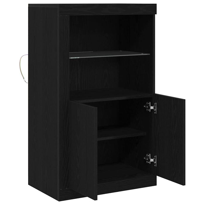 Bufet LED Stejar Negru 60,5 x 37 x 100 cm Lemn compozit - WALTI WALTI