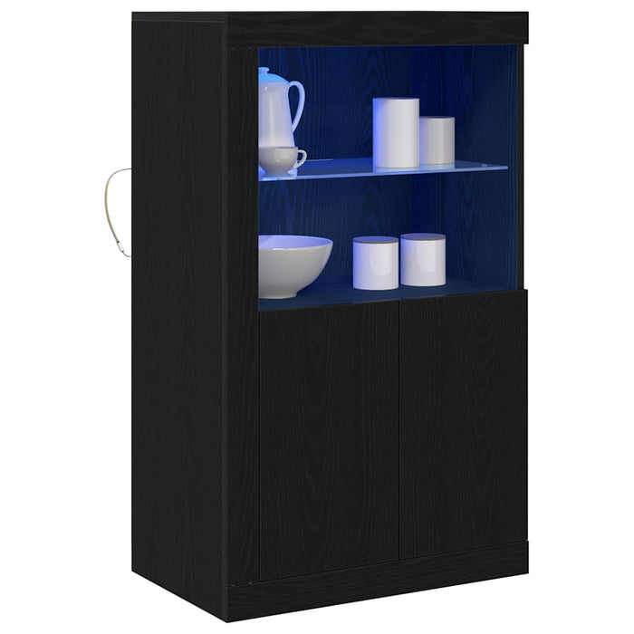 Bufet LED Stejar Negru 60,5 x 37 x 100 cm Lemn compozit - WALTI WALTI