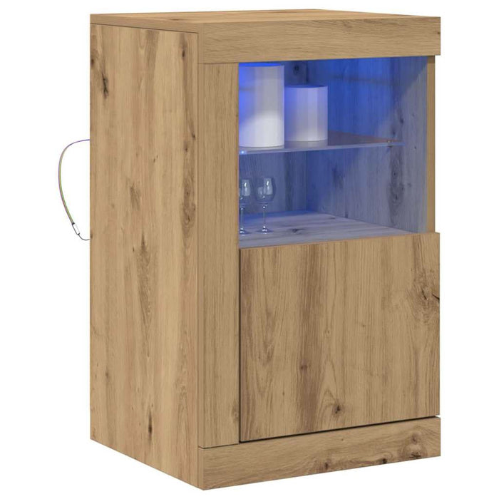 Bufet LED 2 pcs Stejar Artizanal 41 x 37 x 67 cm Lemn compozit - WALTI WALTI