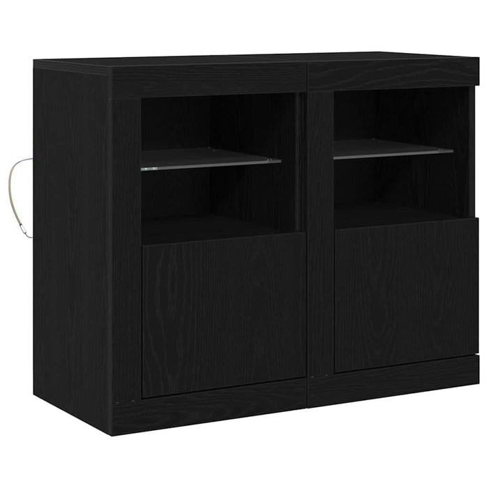 Bufet LED 2 pcs Stejar Negru 41 x 37 x 67 cm Lemn compozit - WALTI WALTI
