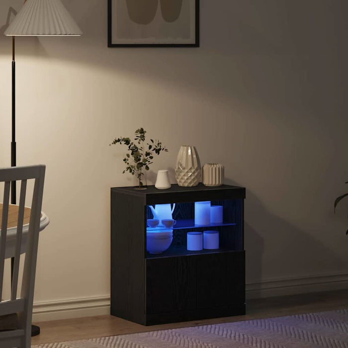 Bufet LED Negru 60,5 x 37 x 67 cm Lemn compozit - WALTI WALTI