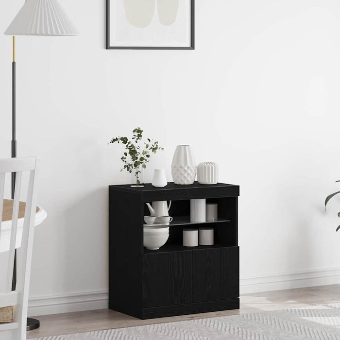Bufet LED Negru 60,5 x 37 x 67 cm Lemn compozit - WALTI WALTI