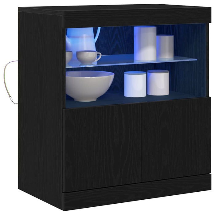 Bufet LED Negru 60,5 x 37 x 67 cm Lemn compozit - WALTI WALTI