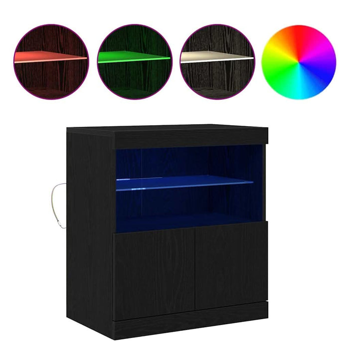Bufet LED Negru 60,5 x 37 x 67 cm Lemn compozit - WALTI WALTI