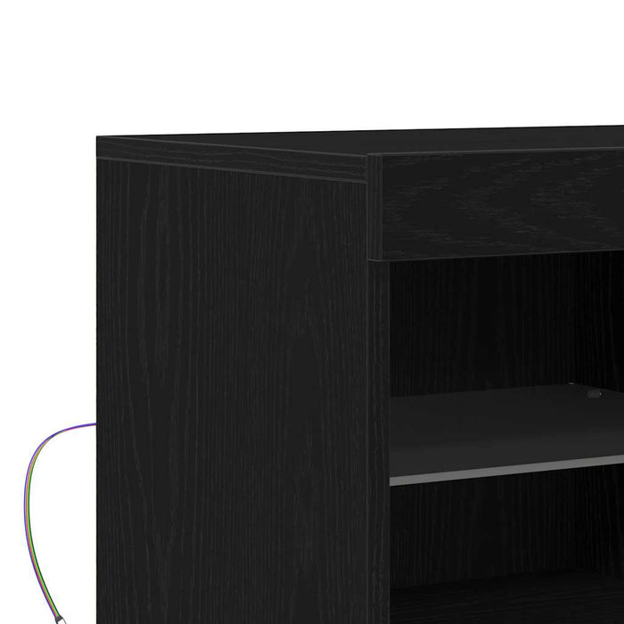 Bufet LED Negru 81 x 37 x 66,5 cm Lemn compozit - WALTI WALTI
