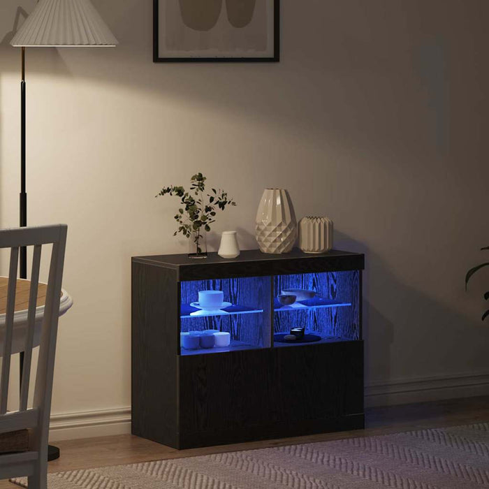 Bufet LED Negru 81 x 37 x 66,5 cm Lemn compozit - WALTI WALTI