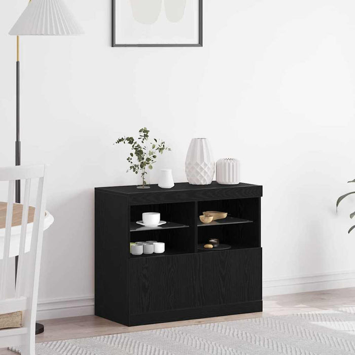 Bufet LED Negru 81 x 37 x 66,5 cm Lemn compozit - WALTI WALTI