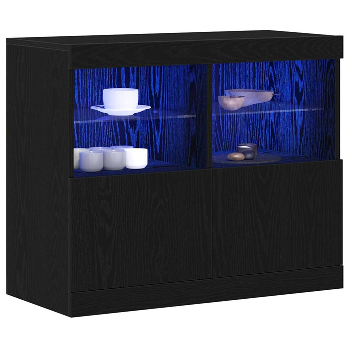 Bufet LED Negru 81 x 37 x 66,5 cm Lemn compozit - WALTI WALTI