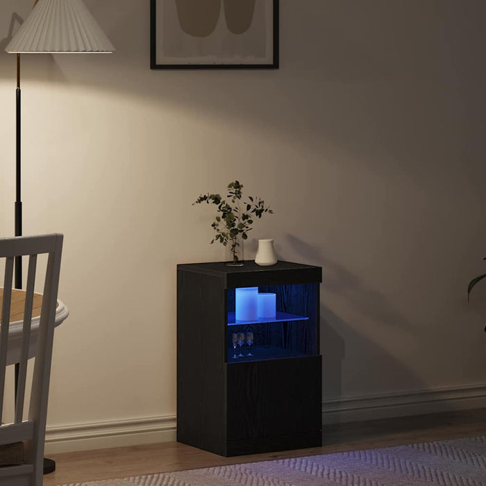 Bufet LED Stejar Negru 41 x 37 x 67 cm Lemn compozit - WALTI WALTI