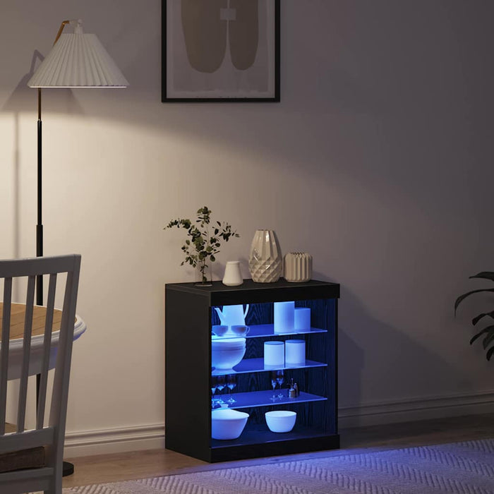 Bufet LED Stejar Negru 60,5 x 37 x 67 cm Lemn compozit - WALTI WALTI