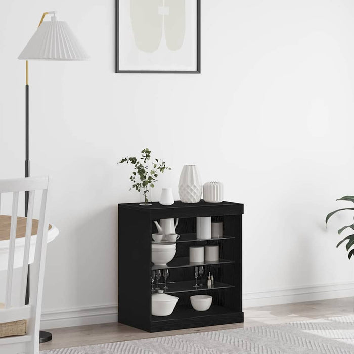 Bufet LED Stejar Negru 60,5 x 37 x 67 cm Lemn compozit - WALTI WALTI