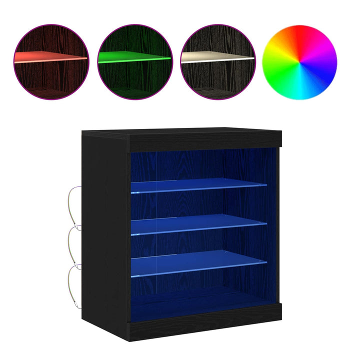 Bufet LED Stejar Negru 60,5 x 37 x 67 cm Lemn compozit - WALTI WALTI
