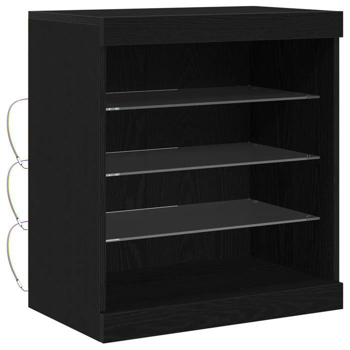 Bufet LED Stejar Negru 60,5 x 37 x 67 cm Lemn compozit - WALTI WALTI