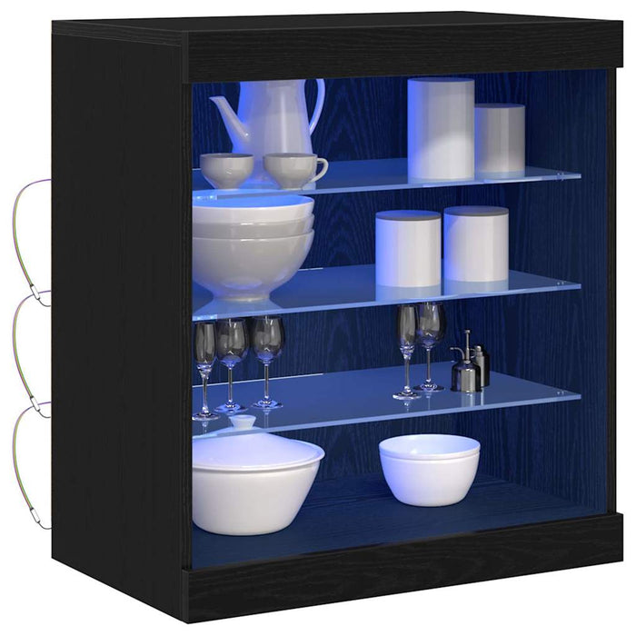 Bufet LED Stejar Negru 60,5 x 37 x 67 cm Lemn compozit - WALTI WALTI