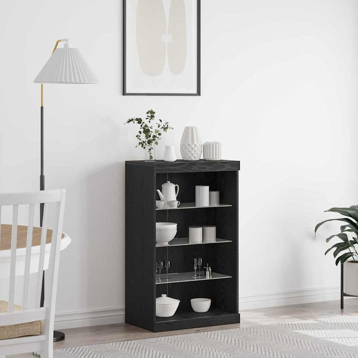 Bufet LED Stejar Negru 60,5 x 37 x 100 cm Lemn compozit - WALTI WALTI