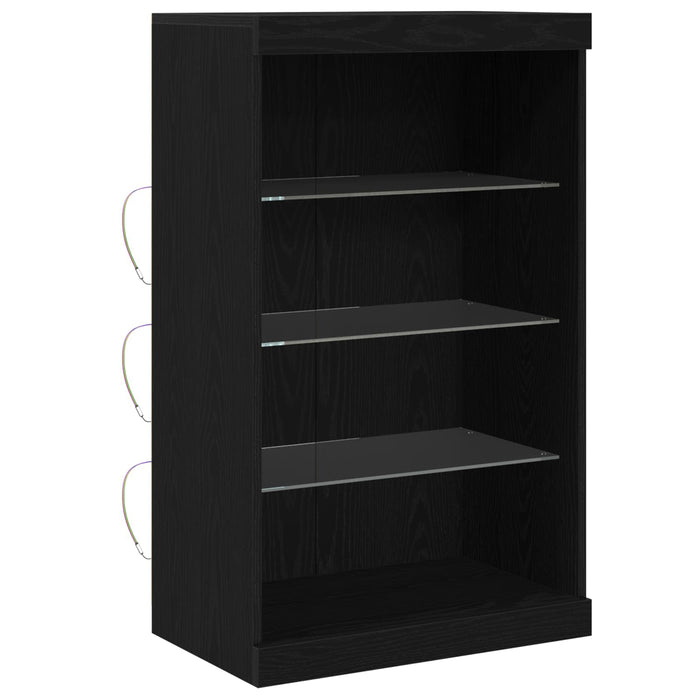 Bufet LED Stejar Negru 60,5 x 37 x 100 cm Lemn compozit - WALTI WALTI