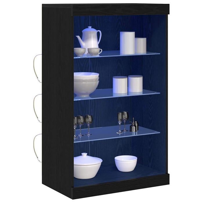 Bufet LED Stejar Negru 60,5 x 37 x 100 cm Lemn compozit - WALTI WALTI