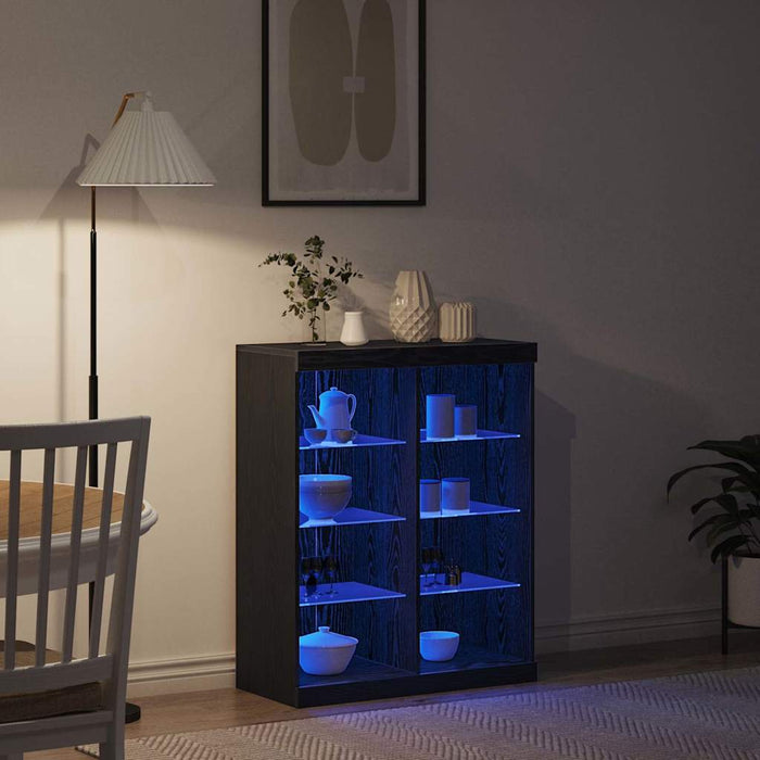 Bufet LED Stejar Negru 41 x 37 x 100 cm Lemn compozit - WALTI WALTI